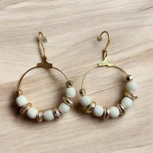 Handmade Hoop Earrings Gold Plated with crystal glass beads